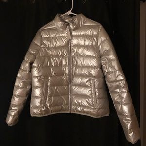 Silver puffer jacket